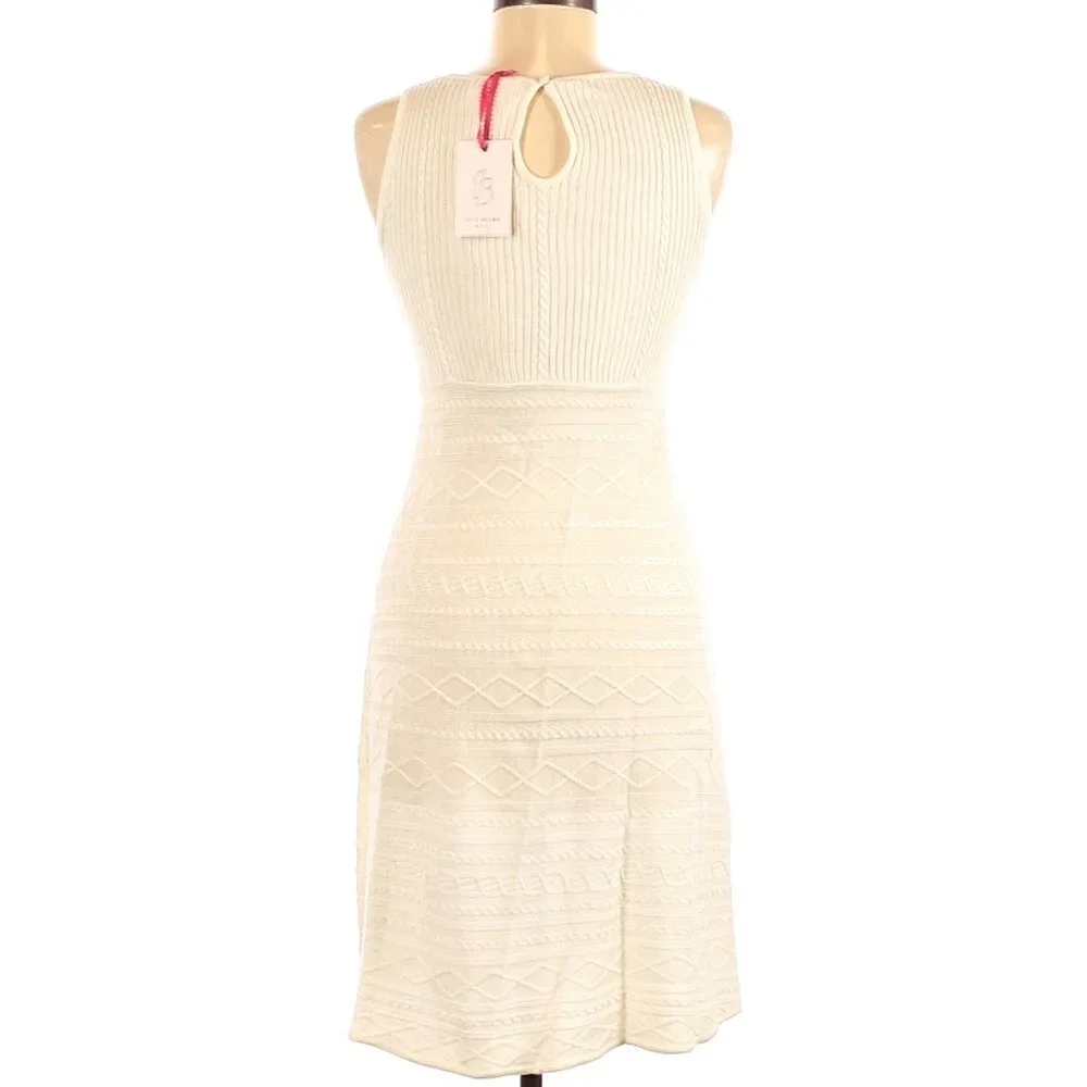 Cream Color Neutral Fine Knit Sweater Dress Women's Size Medium - Picture 3 of 13